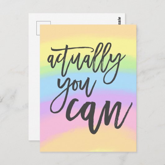 Regenbogenfarben können tatsächlich positive Zitat Postkarte (Vorne/Hinten)