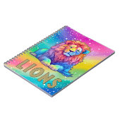 Regenbogenfarben-Lion mit Faux Glitter und Gold Notizblock (Linke Seite)
