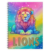 Regenbogenfarben-Lion mit Faux Glitter und Gold Notizblock (Vorderseite)