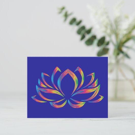 Regenbogenfarben Lotus Blume Postkarte (Stehend Vorderseite)