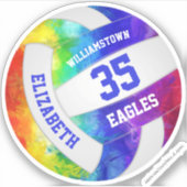 Regenbogenfarben mädchenhaft volleyball-Mannschaft Aufkleber (Vorderseite)