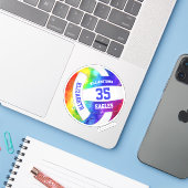Regenbogenfarben mädchenhaft volleyball-Mannschaft Aufkleber (Laptop mit iPhone)