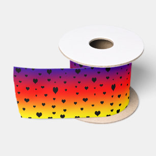 Regenbogenfarben mit schwarzen Lieben, Satinband