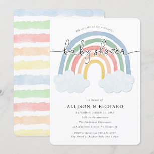 Regenbogenfarben Paare mit Babydusche Einladung
