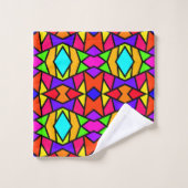 Regenbogenfarben Patchwork Geometrisches Wiederhol Badhandtuch Set (Waschlappen)