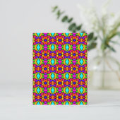 Regenbogenfarben Patchwork Geometrisches Wiederhol Postkarte (Stehend Vorderseite)