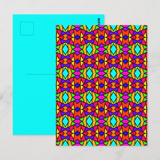 Regenbogenfarben Patchwork Geometrisches Wiederhol Postkarte (Vorne/Hinten)