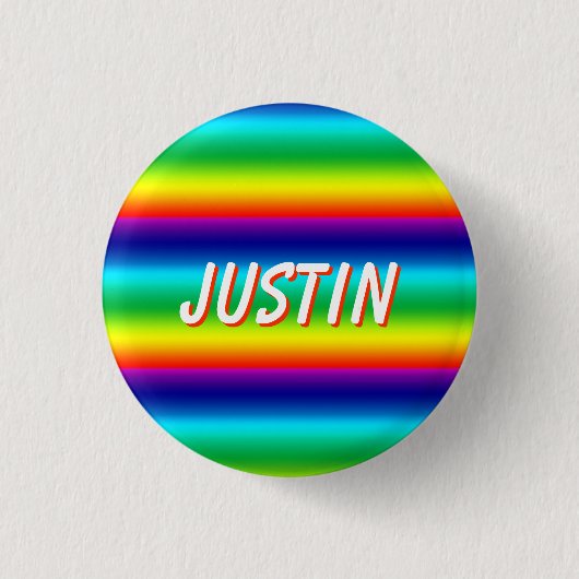 Regenbogenfarben personalisierter PRIDE-Namensschi Button (Vorderseite)