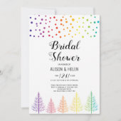 Regenbogenfarben, Punkte lesbisches Brautparty Einladung (Vorderseite)