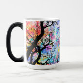 Regenbogenfarben, schwarze Silhouetten Verwandlungstasse (Links)