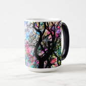 Regenbogenfarben, schwarze Silhouetten Verwandlungstasse (VorderseiteRechts)