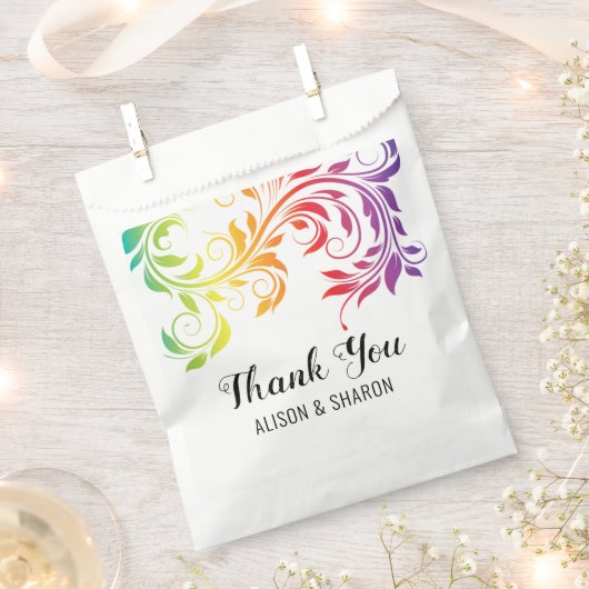 Regenbogenfarben Scroll Danke Lesben Hochzeit Geschenktütchen (Ausgeschnitten)