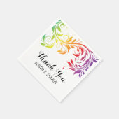 Regenbogenfarben Scroll Danke Lesben Hochzeit Serviette (Ecke)
