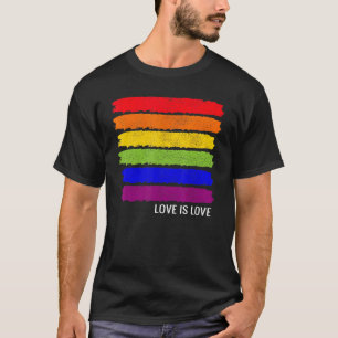 Regenbogenfarben Streifen Gay Pride LGBT Distressi T-Shirt