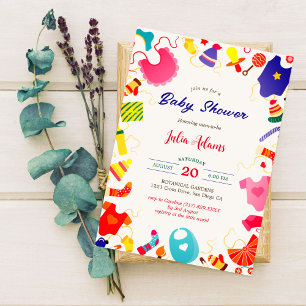 Regenbogenfarben Süße Garderobe Baby Shower Einladung