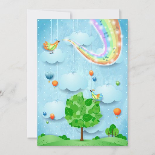 Regenbogenfarben und -baum einladung (Vorderseite)