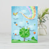 Regenbogenfarben und -baum einladung (Stehend Vorderseite)