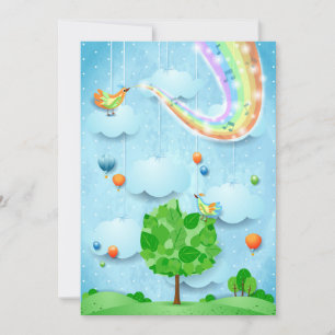 Regenbogenfarben und -baum einladung
