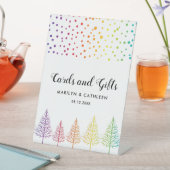 Regenbogenfarben und Konfetti LGBT Hochzeit Pe Sockelschild (In Situ)