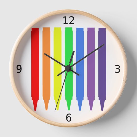 Regenbogenfarben Wachskrammen, einfach, lustig Uhr (Vorderseite)