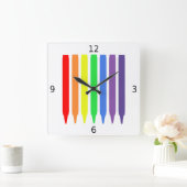 Regenbogenfarben Wachskrammen, einfach, modern Quadratische Wanduhr (Zuhause)