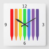 Regenbogenfarben Wachskrammen, einfach, modern Quadratische Wanduhr (Vorderseite)
