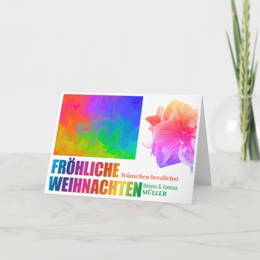 Regenbogenfarben Weihnachten Karte (Vorderseite)