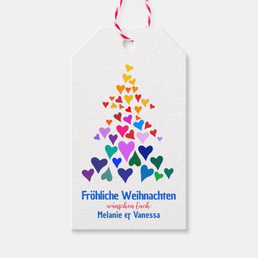 Regenbogenfarben Weihnachtsbaum Geschenkanhänger (Vorderseite)