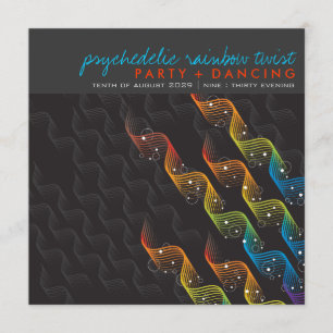 Regenbogenfarben Wellige Abstrakte Twist-Party-Ein Einladung