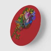 Regenbogenfarbene Blumen Runde Wanduhr (Winkel)