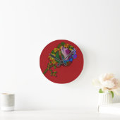 Regenbogenfarbene Blumen Runde Wanduhr (Zuhause)