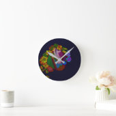 Regenbogenfarbene Blumen  Runde Wanduhr (Zuhause)