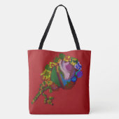 Regenbogenfarbene Blumen Tasche (Rückseite)
