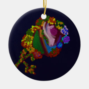 Regenbogenfarbene Blüten Keramik Ornament