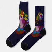 Regenbogenfarbene Blüten Socken (Linkes Detail)