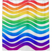 Regenbogenfarbene, dicke Wellenlinien Duschvorhang (Vorderseite)