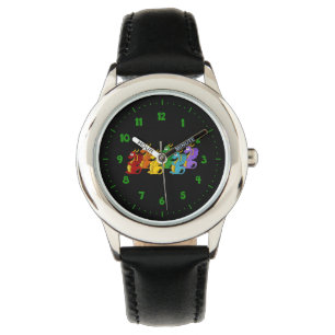 Regenbogenfarbene Drachen Cartoon  Armbanduhr