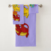 Regenbogenfarbene Drachen Cartoon Badhandtuch Set (Insitu)