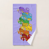 Regenbogenfarbene Drachen Cartoon Badhandtuch Set (Handtuch)