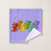 Regenbogenfarbene Drachen Cartoon Badhandtuch Set (Waschlappen)