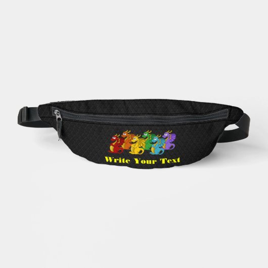 Regenbogenfarbene Drachen Cartoon Bauchtasche (Vorderseite)