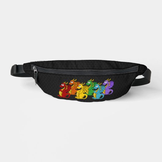 Regenbogenfarbene Drachen Cartoon Bauchtasche (Vorderseite)