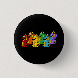 Regenbogenfarbene Drachen Cartoon Button