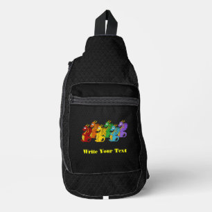 Regenbogenfarbene Drachen Cartoon Crossbody Bag