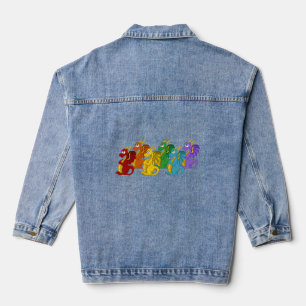 Regenbogenfarbene Drachen Cartoon Jeansjacke