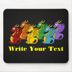 Regenbogenfarbene Drachen Cartoon Mousepad