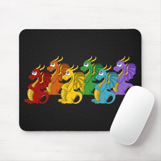 Regenbogenfarbene Drachen Cartoon Mousepad (Mit Mouse)