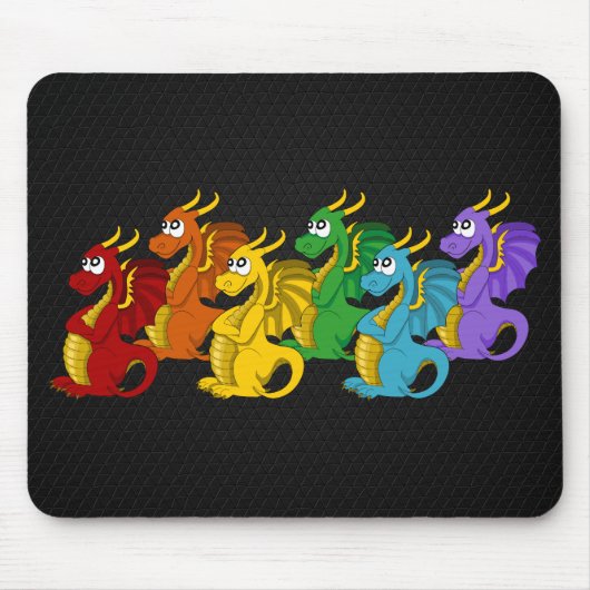 Regenbogenfarbene Drachen Cartoon Mousepad (Vorne)