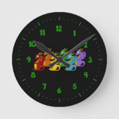 Regenbogenfarbene Drachen Cartoon Runde Wanduhr (Vorderseite)