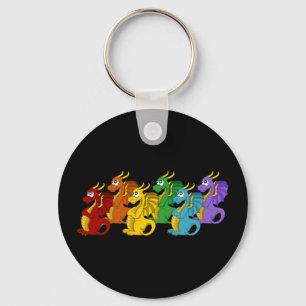 Regenbogenfarbene Drachen Cartoon Schlüsselanhänger
